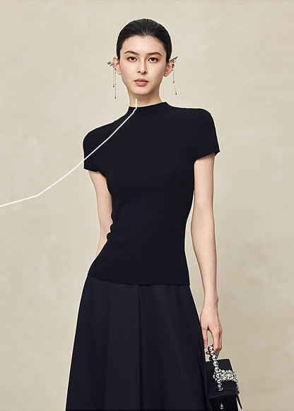 HECO Pit Strip Half-high Neck Short Sleeve T-Shirt - FLY.