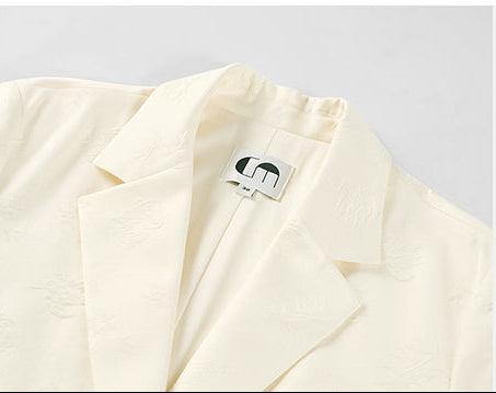 COMME MOI Lu Yan Designer's new women's high-speed commuter silk wool jacquard lapel suit - GRACIOUS.