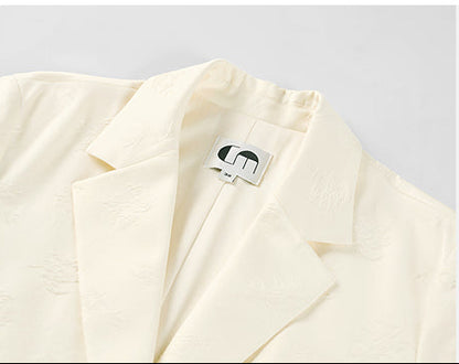 COMME MOI Lu Yan Designer's new women's high-speed commuter silk wool jacquard lapel suit - GRACIOUS.