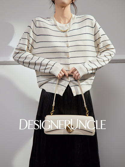 DGU |Off-white striped knitted striped cardigan luxury design top - POTEN.