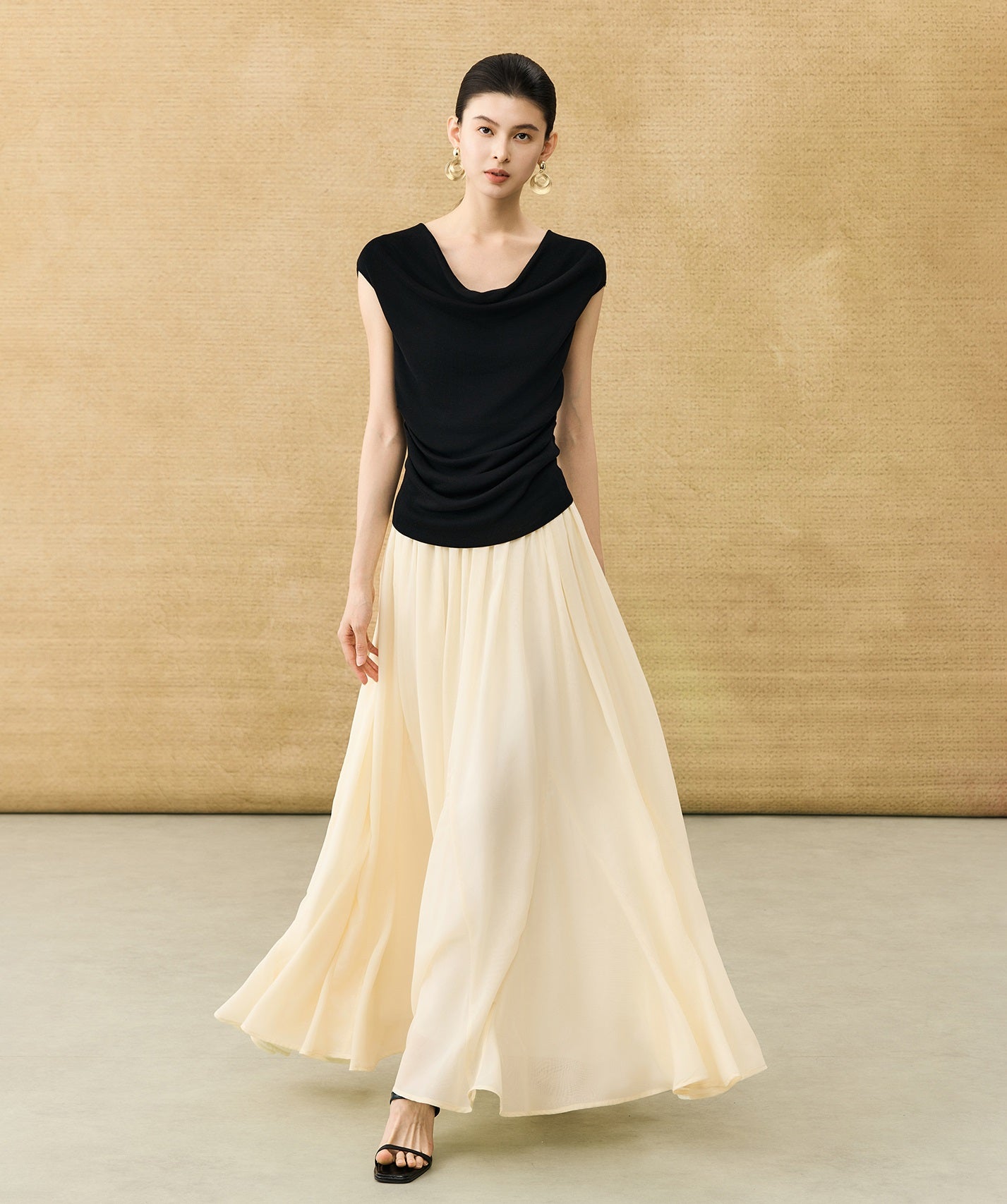 HECO Chinese Solid Color Large Swing Waist Slimming Mermaid Skirt - STARS.