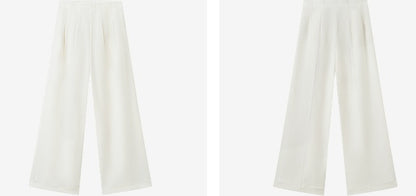 COMME MOI Lu Yan designer new women's triacetate white wide-leg pants - PROUD.