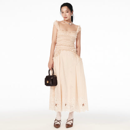 FAME rococo embroidered beaded dress long skirt - AVA
