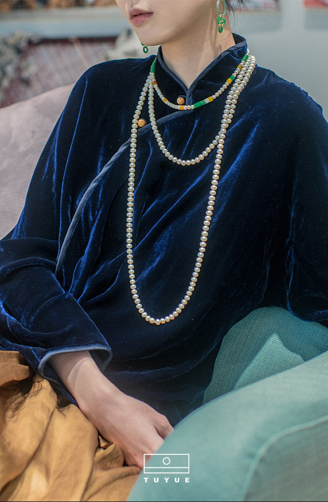 TUYUE Chinese style pearl jade necklace clavicle chain- BISHOP