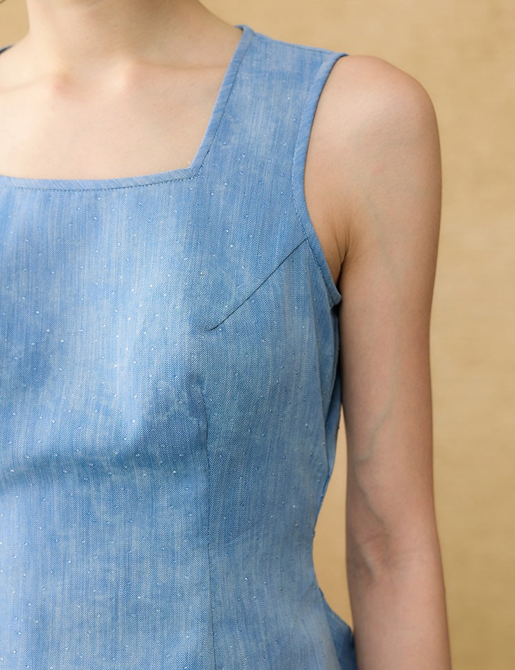 HECO Chinese women's summer blended glitter diamond I-shirt - SHADOW.