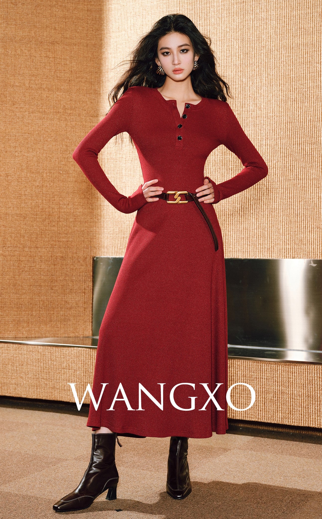 WANGXO | Elegant Maxi Long Sleeve Dress - VIDA.