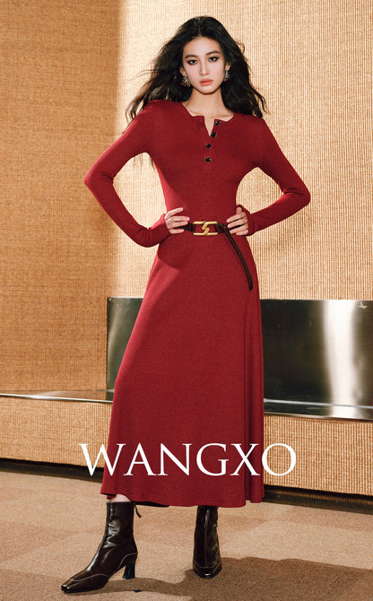 WANGXO | Elegant Maxi Long Sleeve Dress - VIDA.