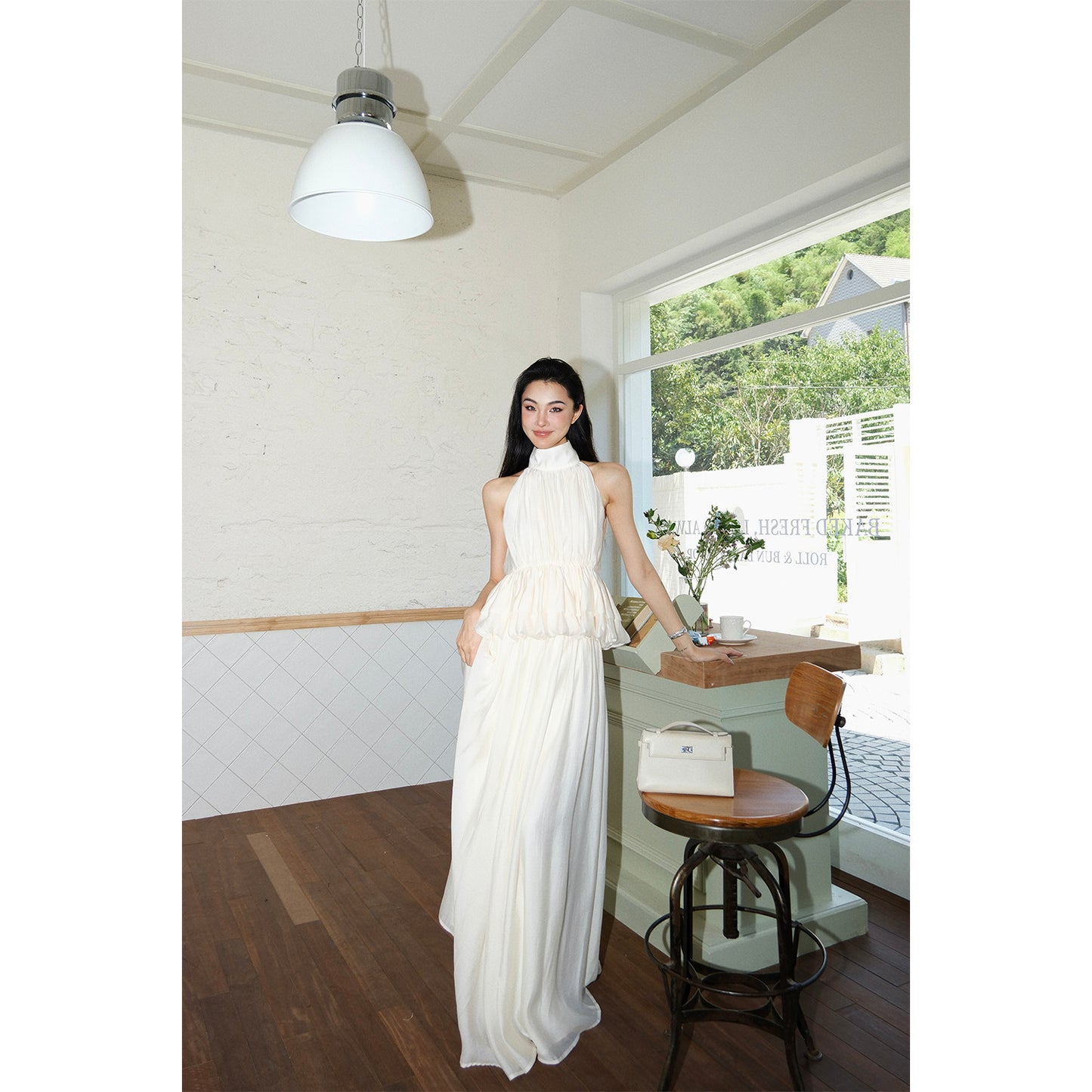 MEI SANGUAN turtleneck sleeveless pleated vest top A-line skirt two-piece set - BENARD