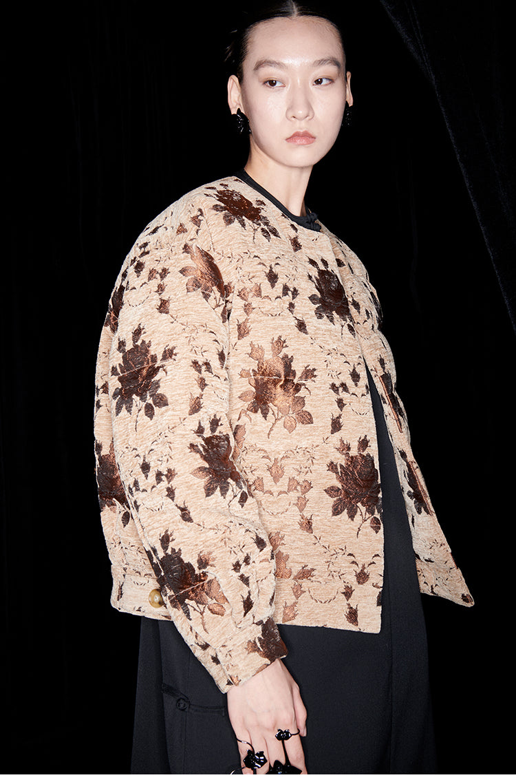 M essential Mackay designer Drop-coffee jacquard puffer jacket - apere.