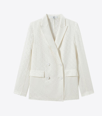 COMME MOI summer white jacquard straight suit jacket - RUBY.
