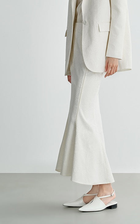 COMME MOI Lv Yan designer spring women's retro jacquard half-length fishtail dress - MARIA.