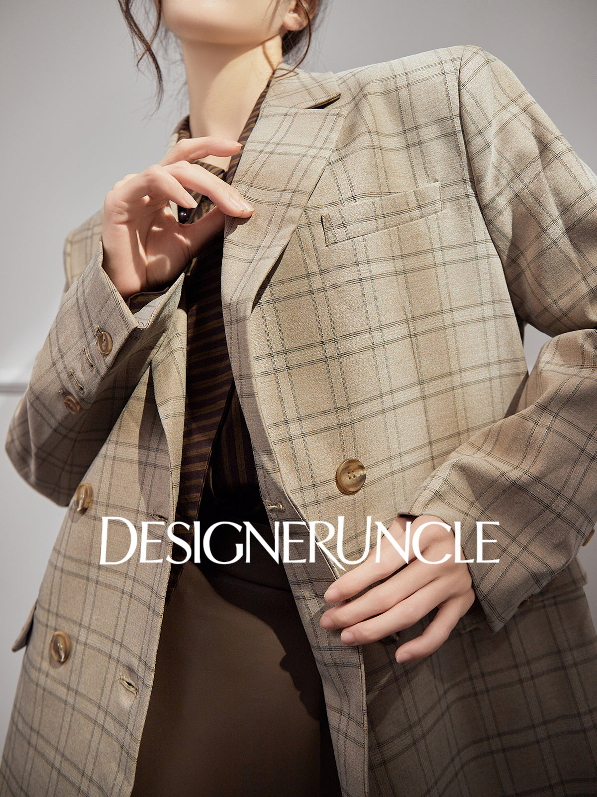 DGU|Khaki blazer new high-end niche retro trendy casual suit - JOY.