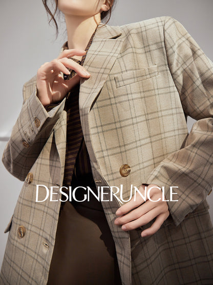 DGU|Khaki blazer new high-end niche retro trendy casual suit - JOY.