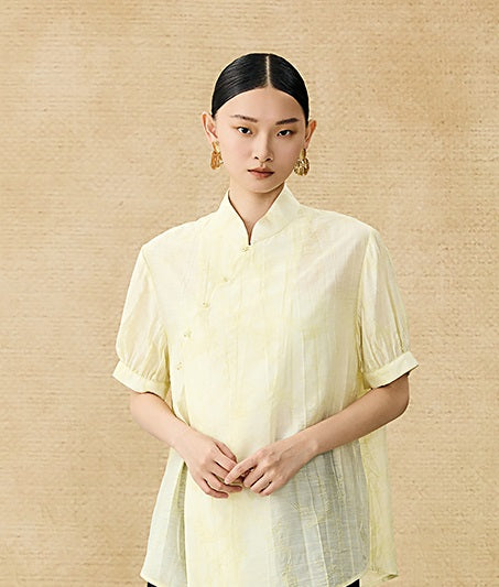 HECO Chinese style jacquard bubble summer silk cross-body top - PERFECT .