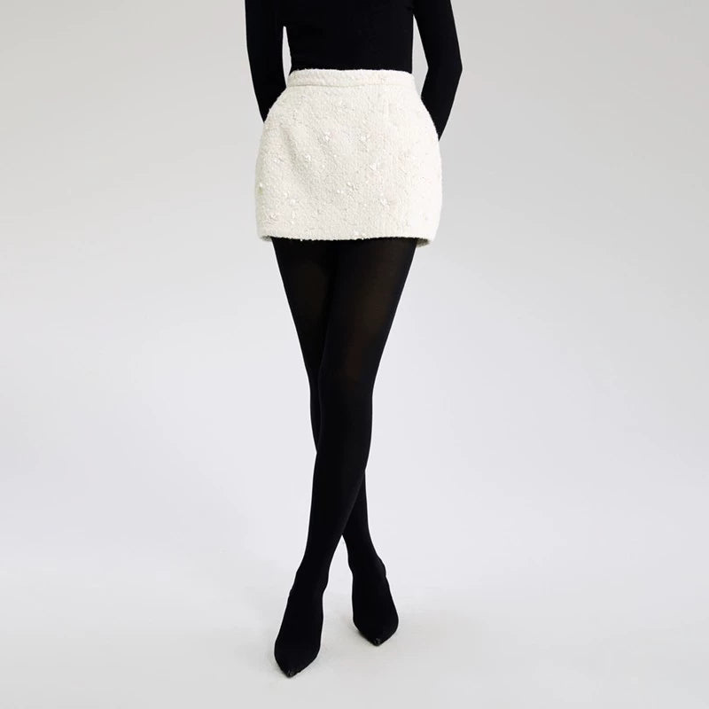 LEDIM W woolen sequin tweed short skirt - Debut