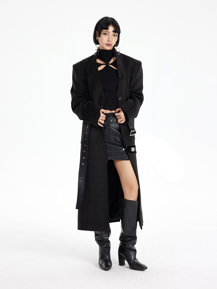 TINY IN  long black woolen coat-DADA