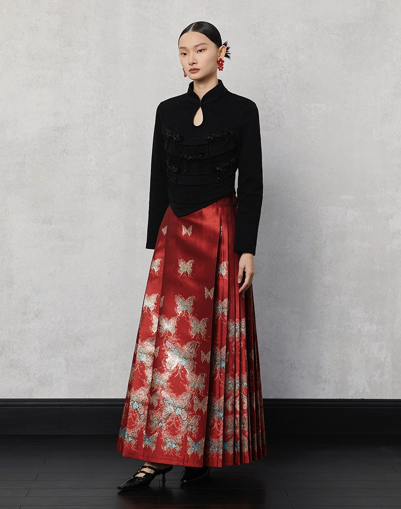 HECO  Butterfly Hanfu High Waisted Long Skirt - rain.