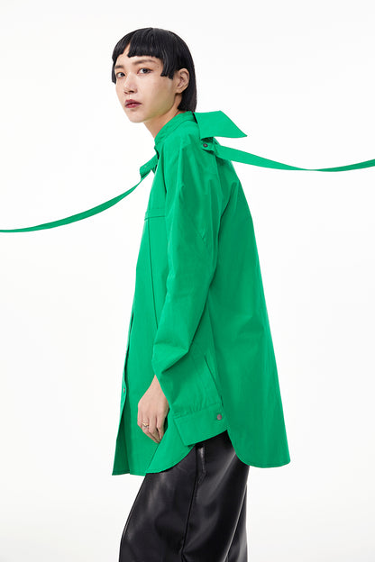 TINY IN double-collar design silhouette 3d green Shirt-JOJO