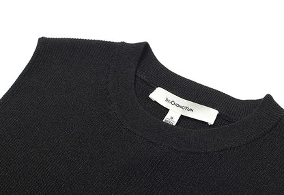 ZHUCHONGYUN Elegant Sleeveless Crew Neck Slim Knit Dress--ALUCARD.