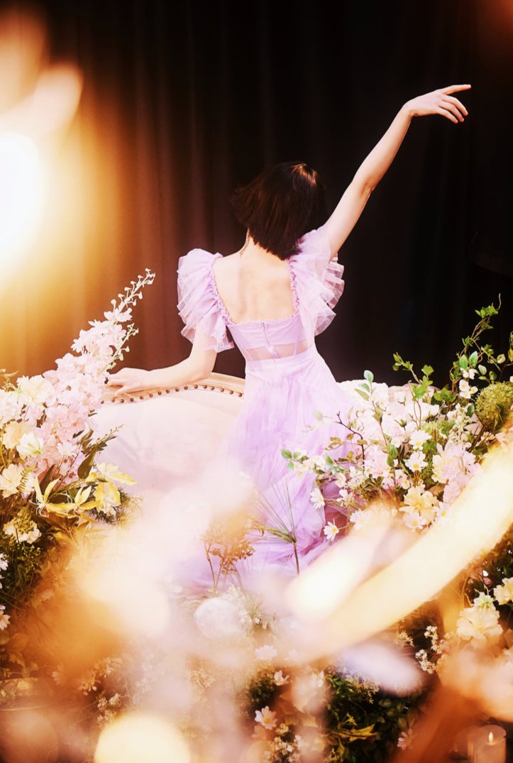 DOLLY High End Square Collar Short Ruffle Sleeves High Waist French Style Dress-MARIANA