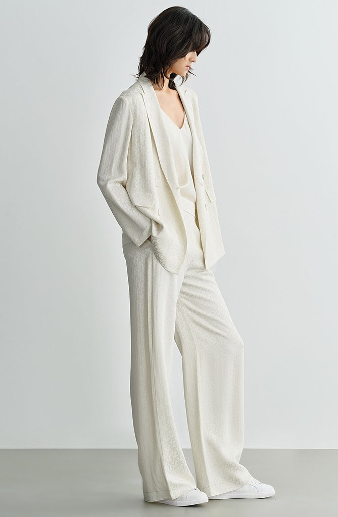 COMME MOI summer white jacquard straight suit jacket - RUBY.