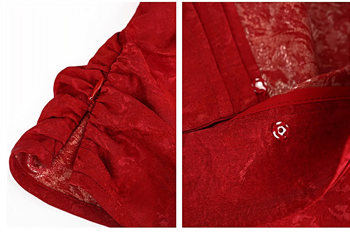 HECO Chinese style summer new slanted V-neck pinch pleated shirt - ASSURE .