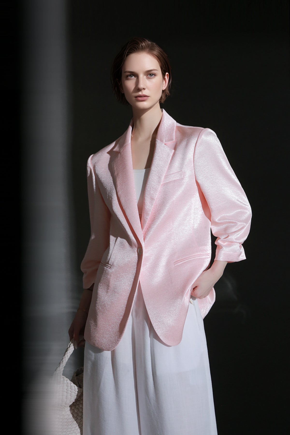 PIAOIN light luxury satin glossy heavy acetate suit pants  -HARPER