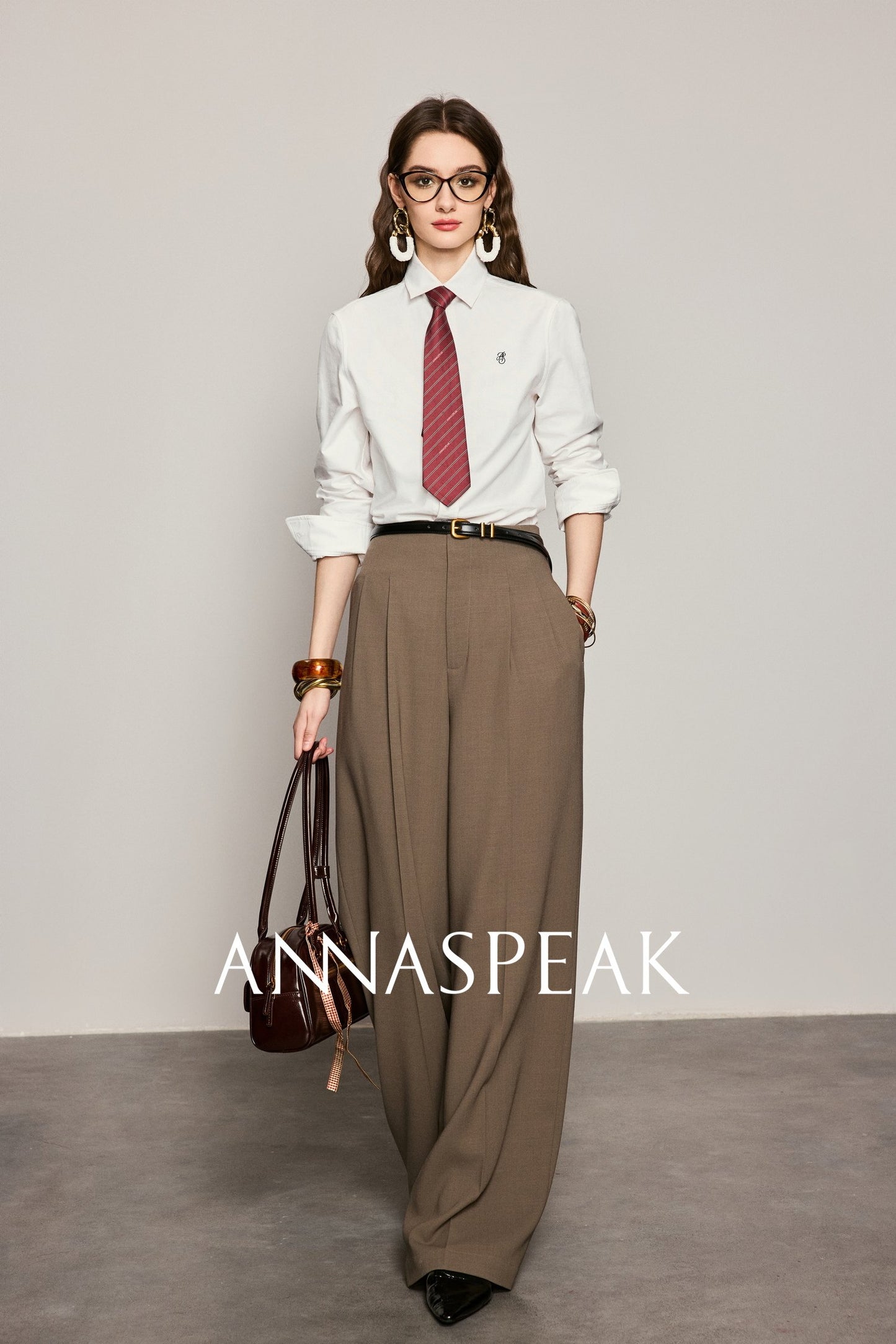 ANNASPEAK  Red wool trousers and wide-leg pants-LATAN.