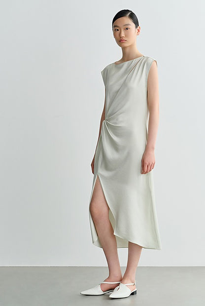 COMME MOI  slanted shoulder cut-out waist dress - ABBY.