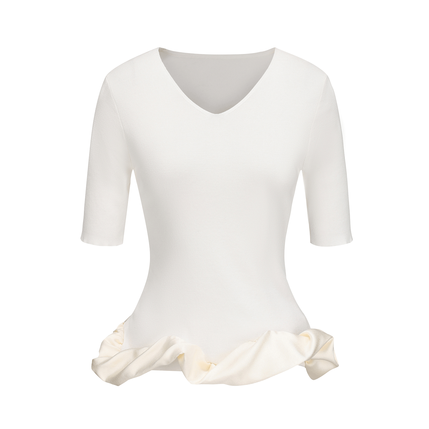 ATELIER MISS LU Hem Cloud Surround Stitching V-Neck Knitted Top - FLOD.