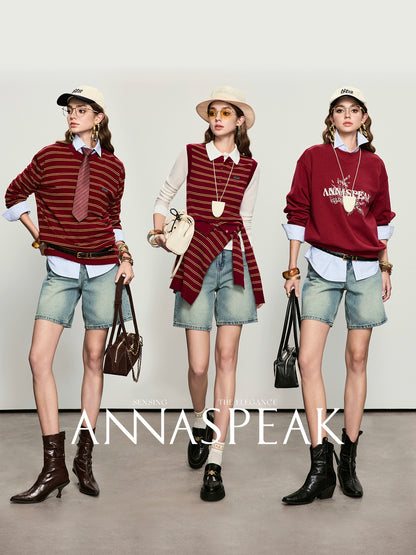 ANNASPEAK  denim Bermuda denim shorts-WAA.