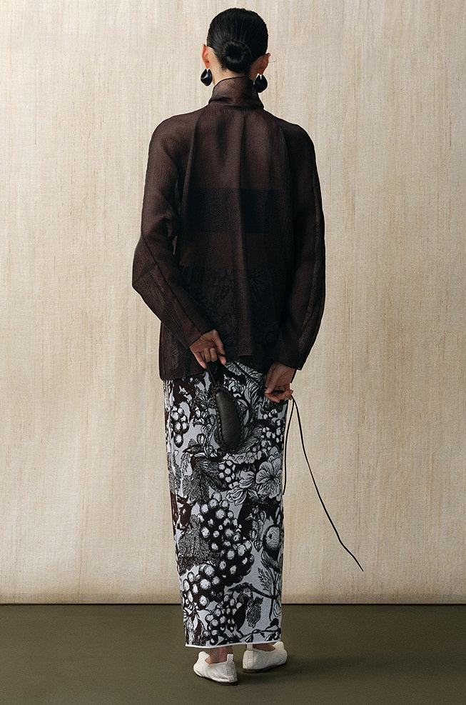 ZHUCHONGYUN spring's new double-knit jacquard straight maxi skirt-RIN.