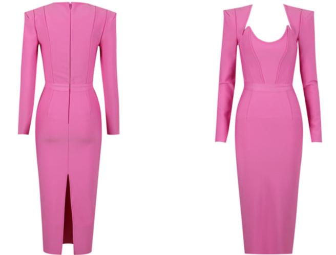 DOLLY Luxury Retro Style Square Collar Long Sleeve Slim Fit Dinner Dress-CAHTIE