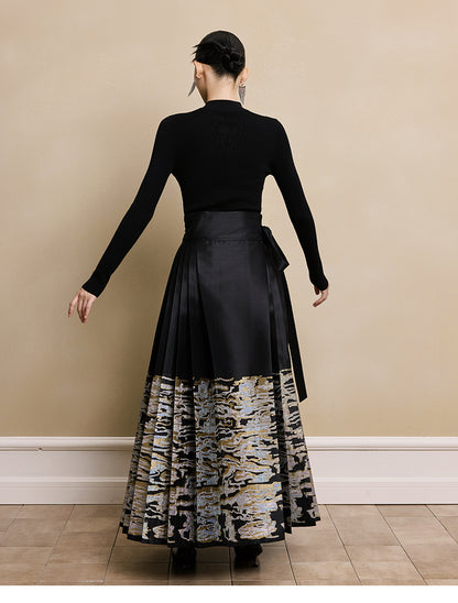 HECO red black white wool Blend twisted cut-out stand collar long-sleeved Knit- secret.