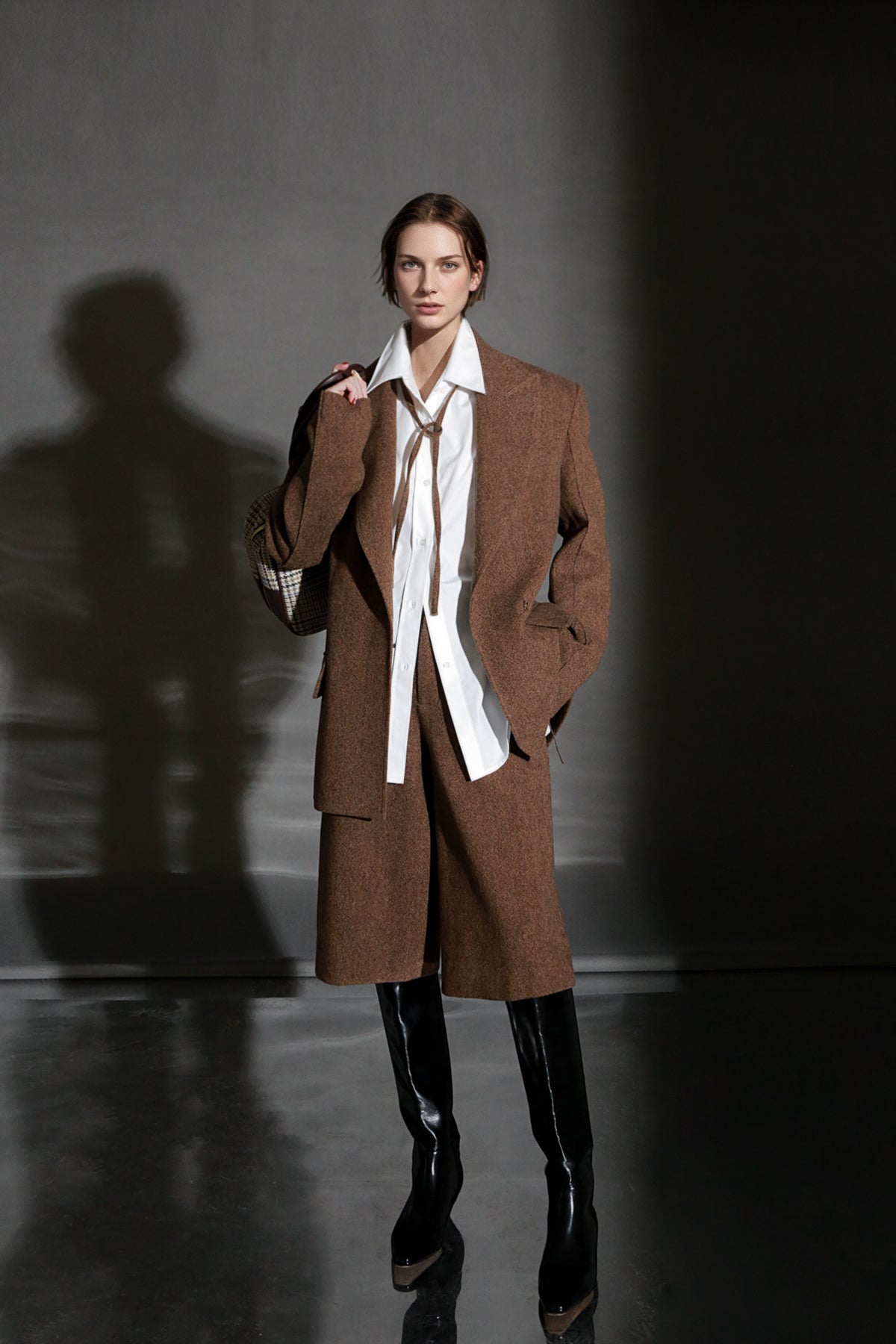 PIAOIN Retro Blazer Wool Jacket Women's Niche Suit Top Commuter Versatile- BEX