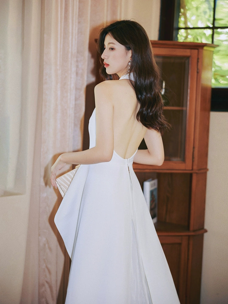 DOLLY High End White/Black Sleeveless Ruffled Halter Neck Top+ Pleated Skirt-SOLANGE