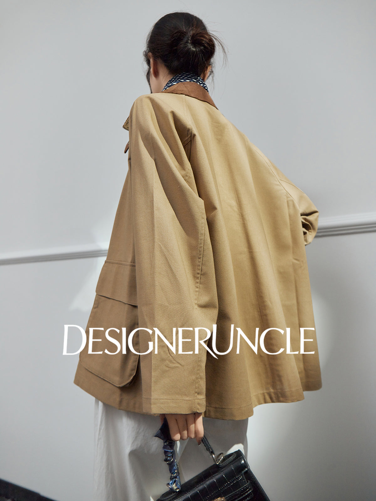 DGU| Dark brown retro light luxury niche design retro style top jacket - Stephania.