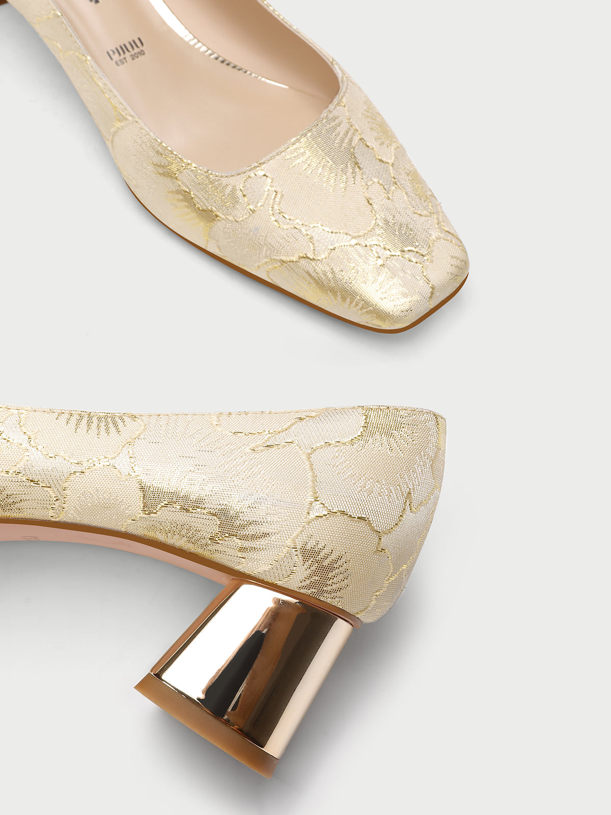 Pjjuu  golden champagne gold square block heels - Semma
