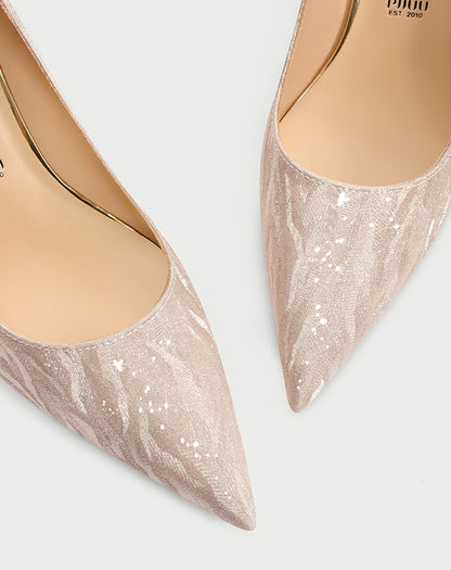 Pjjuu  gold silver stiletto kitten heel Bride Wedding pumps - EVA