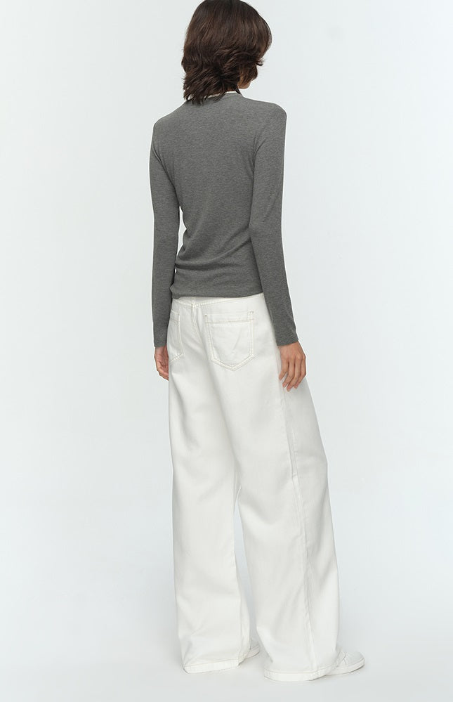 COMME MOI Lu Yan designer new women's Henry collar wool base T-shirt - PRIDE.