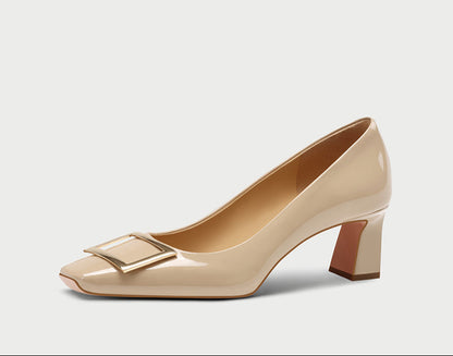 Pjjuu French r Square Toe v Block Heels - EASY