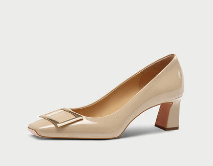 Pjjuu Nude R Square Buckle Single Shoes - NEED