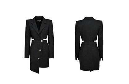 YES BY YESIR asymmetrical waistless suit dress - MENT.