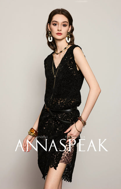 ANNASPEAK versatile chenille velvet lace custom lace dress vest-MAC.