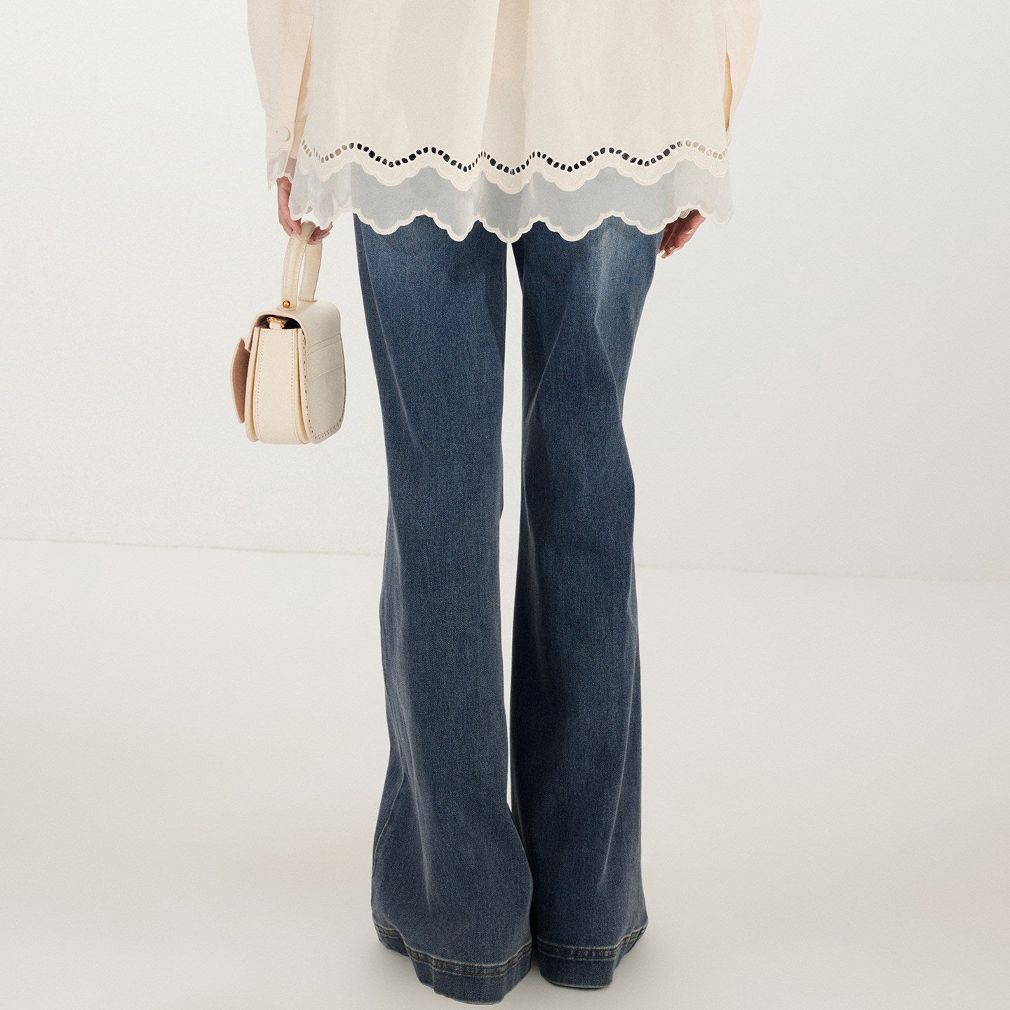 FAME Madeira Embroidered Denim Wide-leg Pants - JOSEPHINE.