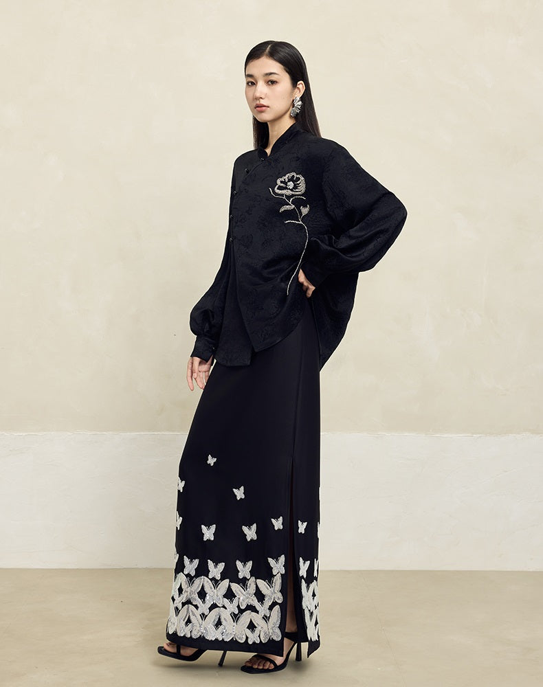 HECO Vinegar Peony Handmade Beaded Embroidered Tops Women - MERCY.