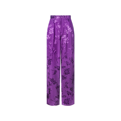 TUYUE Purple Jacquard Casual Straight-leg Pants - SAMUEL.
