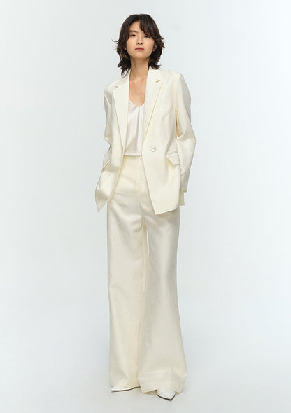 COMME MOI Lu Yan Designer's new women's high-speed commuter silk wool jacquard lapel suit - GRACIOUS.