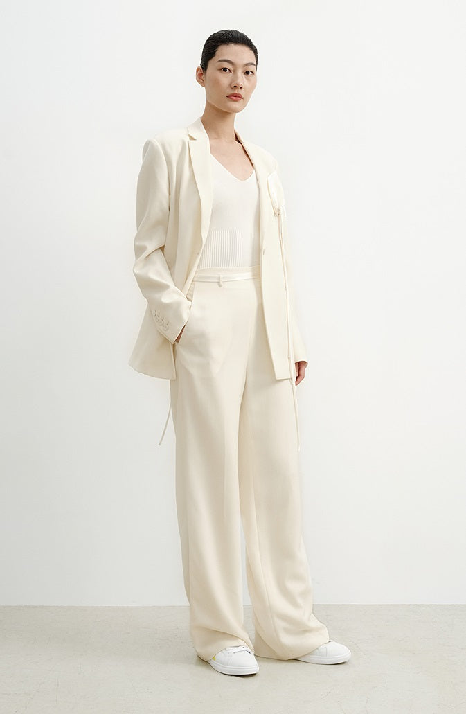 COMME MOI Lu Yan designer's new women's sheep wool flower fringe decoration suit - MANU.