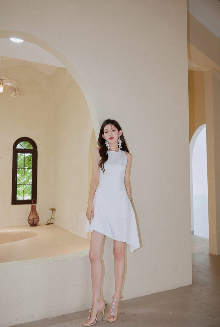 DOLLY Elegant Retro Style Crew Neck Sleeveless Slim Fit High Waist Dinner Dress-KIRSTEN